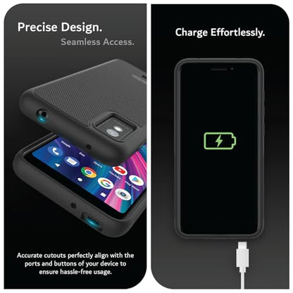 TUDIA LinnGrip Compatible with BLU Studio Mini (2023) Phone Case, [Enhanced Grip] Ultra Slim Fit Shockproof Matte TPU Soft Protective Phone Case Cover (Black) - color: Black