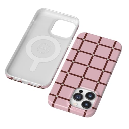 Casely iPhone 14 Pro Case | Uptown Gridlock | Pink Checkerboard | Compatible with MagSafe | Classic Ultra Slim Design - color: Uptown Gridlock | Pink Checkerboard, size: iPhone 14 Pro