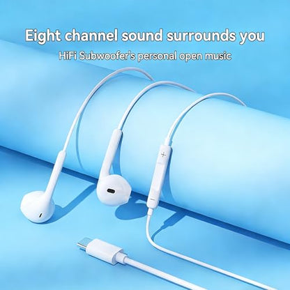 2 Packs USB C Headphones for iPhone 17/16/15 Pro Max Plus Type C Earphones with Microphone & Remote Noise Cancelling Earbuds for iPhone 17/16/15 Pro, iPad, Galaxy S26/S25/S24/Ultra Note10/20
