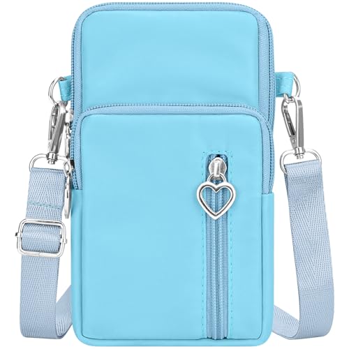 YINHEXI Small Crossbody Bags for Women Trendy, Mini Triple Compartment Cell Phone Crossbody Wallet Purses - color: Blue-2