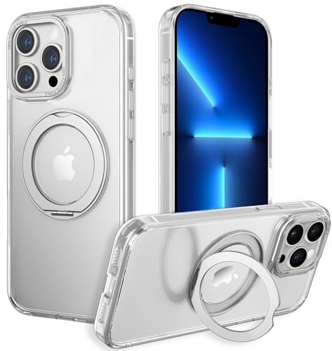 IYH 360° Rotatable Magnetic Case for iPhone 13 Pro, Military-Grade Shockproof Phone Cover with Matte Translucent Back(White) - color: White, size: For iPhone 13 Pro