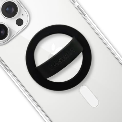 Grips by CRYSTALFY Magnetic Silicone Ring Grip Phone Holder, Rotating Finger Loop Ring Grip Holder, Soft and Portable, Strong Magnetic Attraction, Compatible with Magsafe Phone Case (Black) - color: Black