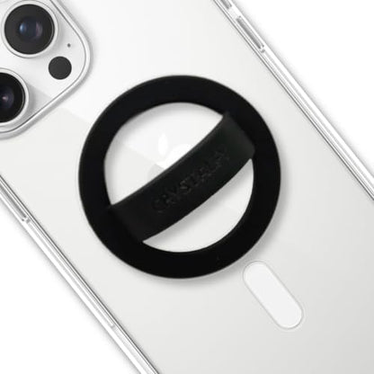 Grips by CRYSTALFY Magnetic Silicone Ring Grip Phone Holder, Rotating Finger Loop Ring Grip Holder, Soft and Portable, Strong Magnetic Attraction, Compatible with Magsafe Phone Case (Black) - color: Black