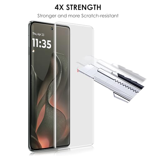 Screen Protector for Motorola Edge 2025, 3 Pack, Tempered Glass LOCA UV Set, Edge to Edge Protection, 9H Scratch Resistant, Touch Sensitive, Fingerprint-ID Support