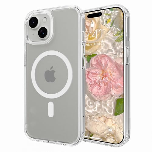 Magnetic iPhone 15 case,Compatible with Magsafe, Military-Grade Protection,Slim Translucent Matte Shockproof with Anti-Scratch Anti-Fingerprint Phone Cover (Transparent, iPhone 15) - color: Transparent, size: iPhone 15