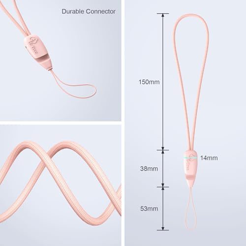 E-Tree 2 Pack Multi-Purpose Wrist Lanyard Hand Strap for Cell Phone Case Camera Airpods Keys Keychain Keys USB Flash Drive - color: Grey & Pink