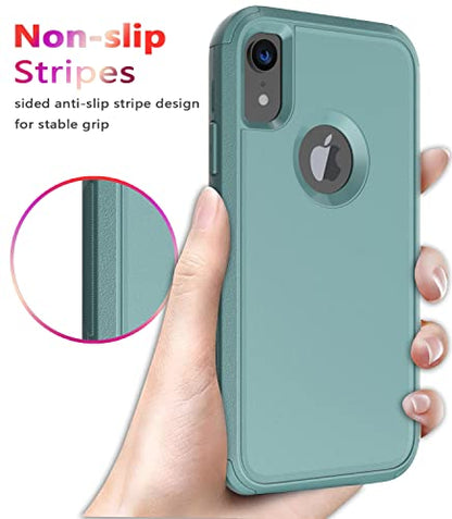Diverbox for iPhone Xr Case [Shockproof] [Dropproof] [Dust-Proof],Heavy Duty Protection Phone Case Cover for Apple iPhone XR (Pine Green) - color: Pine Green-3in1