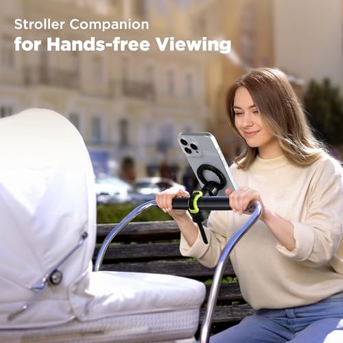 OUTXE Magnetic Phone Holder for Stroller, Adjustable Phone Mount with Magsafe for Shopping Cart, Gym Bike Handlebar, Universal Magsafe Stroller Stand Compatible with iPhone/Android