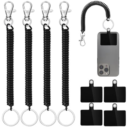Konohan 4 Sets Phone Lanyard Tether with Patch - color: Black