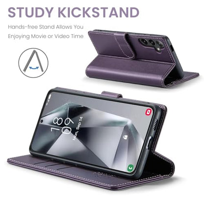 FLIPALM Wallet Case for Samsung Galaxy S25 Plus/S25+, Purple | Card Holder, RFID Blocking, PU Leather Folio Flip, Kickstand, Protective Shockproof Cover - color: Purple