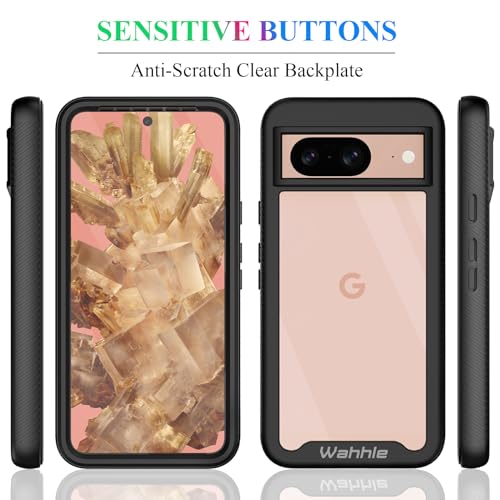 Compatible with Google Pixel 8 Case, Built in Screen Protector Full Body Shockproof Slim Fit Bumper Protective Phone Cover Men Women-Black/Clear - size: Google Pixel 8