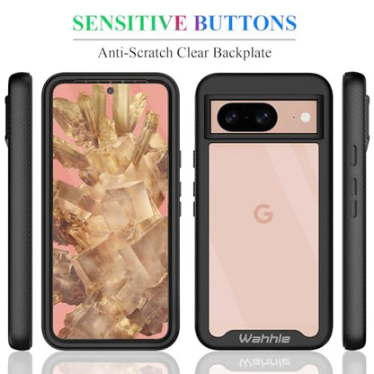 Compatible with Google Pixel 8 Case, Built in Screen Protector Full Body Shockproof Slim Fit Bumper Protective Phone Cover Men Women-Black/Clear - size: Google Pixel 8