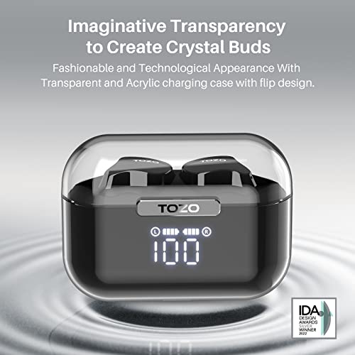 TOZO T18 AI Translation Wireless Earbuds Realtime IPX8 Bluetooth Headphones - color: Dark Black