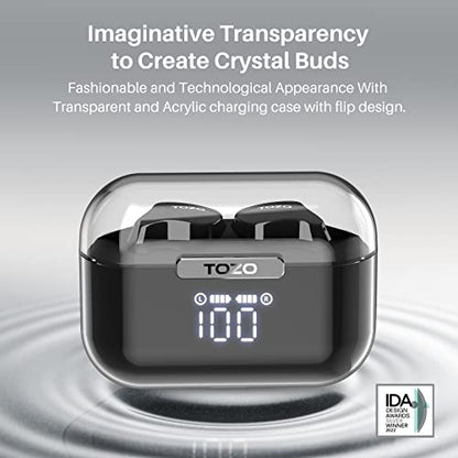 TOZO T18 AI Translation Wireless Earbuds Realtime IPX8 Bluetooth Headphones - color: Dark Black