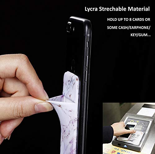 2Pack Marble Adhesive Phone Pocket,Cell Phone Stick On Card Wallet Sleeve,Credit Cards/ID Card Holder(Double Secure) with Sticker for Back of iPhone,Android and All Smartphones-Black&Purple Marble - color: Black Marble,Purple Marble