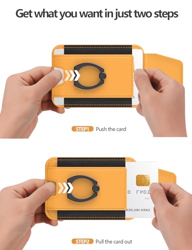 for Magsafe Wallet with Grip, 6-Card Holder; Stronger Magnetic Phone Wallet - color: Yellow