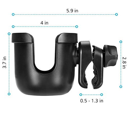 Accmor Stroller Cup Holder, Drinks Holder Bike Walker Wheelchair - color: All Black & All Black