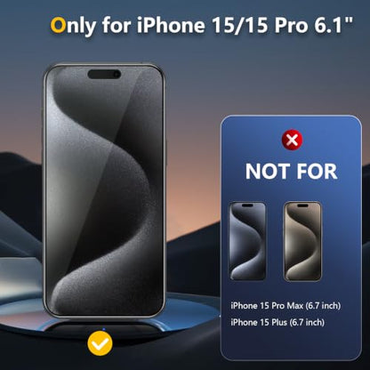 [3 Pack] for iPhone 15/15 Pro Green Privacy Screen Protector - size: iPhone 15 Pro
