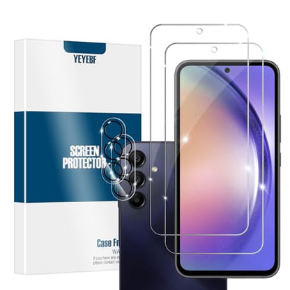 Galaxy A54 HD Clear Tempered Glass Screen Protector + Camera Lens Protectors, [2+2 Pack] [3D Glass] [Anti-Glare] [Bubble-Free] Screen Protector Glass For Samsung Galaxy A54 - size: Galaxy A54
