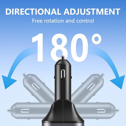 Retractable Car Charger, 4 in 1 Fast Car Charger 78W with 4 Ports(Grey) - color: Grey