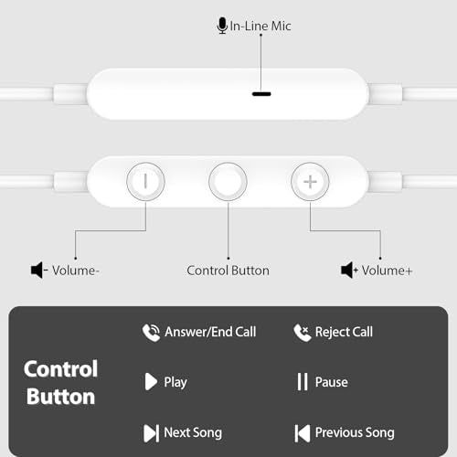 USB C Earbuds Headphone for iPad 10th Gen for iPhone Duo 18 Pro 17 15 White - color: White