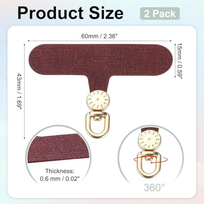 uxcell Rotating Phone Lanyard Tab Ultra-Thin No-Adhesive Phone Tether Patch - color: Gold Dial, Burgundy Patch