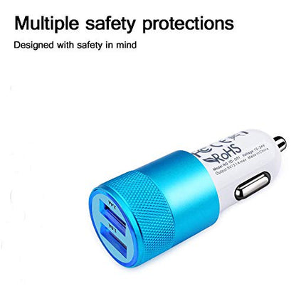 Car Charger, Sicodo 3.4A 2 Pack USB Smart Port Charger - color: Blue