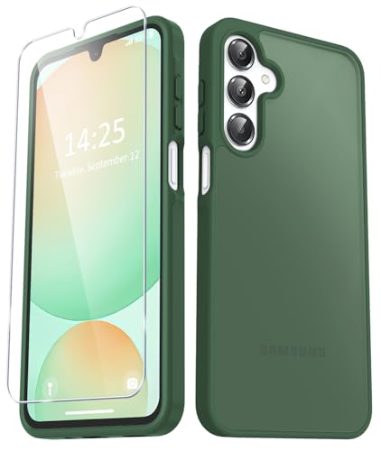 YENAPOON for Samsung Galaxy A16 5G Case, Matte Phone Case, Dark Green | with 1 Screen Protector, Frosted Translucent Back, Slim Shockproof Protective Cover - color: Dark Green, size: for Galaxy A16 5G