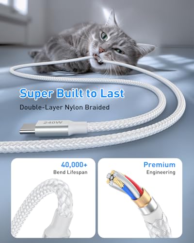 Huukein 240W USB C to USB C Cable 8ft, Long USB C to C Cable Fast Charging