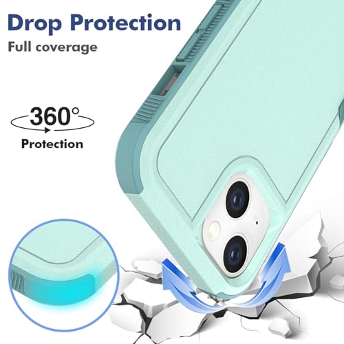 for iPhone 14 / iPhone 13 Case: Dual Layer Protective Heavy Duty Cell Phone Case Shockproof Rugged Bumper Tough with Screen Protector - 16FT Military Grade Drop Tested for iPhone 14 / iPhone 13, Green - color: Mint Green (PC) + Mint Green (TPU)