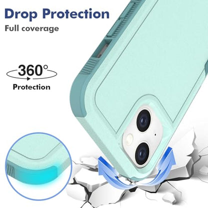 for iPhone 14 / iPhone 13 Case: Dual Layer Protective Heavy Duty Cell Phone Case Shockproof Rugged Bumper Tough with Screen Protector - 16FT Military Grade Drop Tested for iPhone 14 / iPhone 13, Green - color: Mint Green (PC) + Mint Green (TPU)