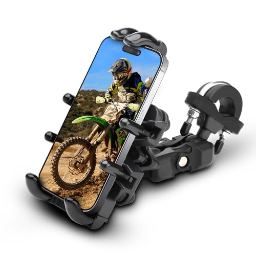 nibbi Motorcycle Phone Mount with Vibration Dampener Ajustable Cell Phone Holder Handlebar for Bike Bicycle Scooter ATV Fit 4.7''-7.1'' Cell Phone - style: U-Bracket Mount