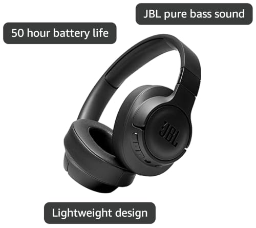 JBL Tune 710BT Wireless Over-Ear - Bluetooth Headphones with Microphone, 50H Battery, Hands-Free Calls, Portable (Black), Medium - color: Black, style: Headphones