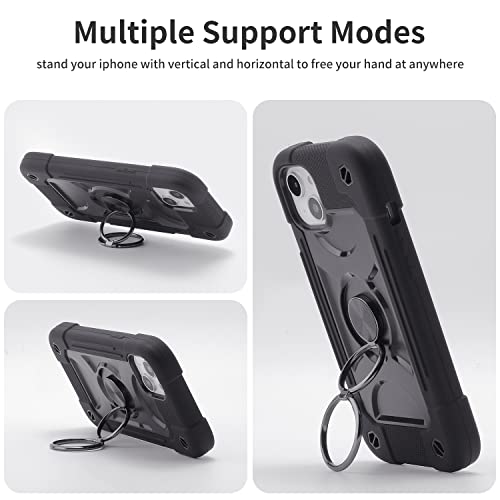 MARKILL Compatible with iPhone 14 Plus Case 6.7 Inch with 360 Degree Rotate Ring Stand, Military Grade Drop Protection Full Body Rugged Heavy Duty Protective Cover for iPhone 14 Plus Black - color: Black, size: iPhone 14 Plus 6.7"