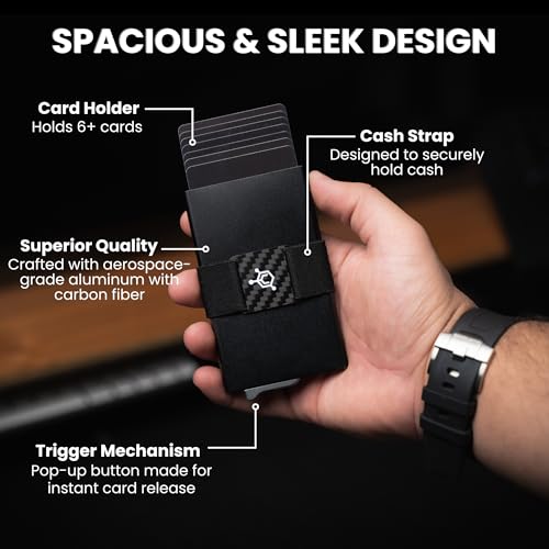 CODE 118 Wallet for Men - Slim Minimalist Aluminum Magnetic Card Holder - RFID Blocking Front Pocket Mag Safe Wallet with Strong Magnet Attachment (Jet Black) - color: Jet Black