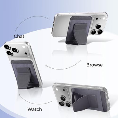 for MagSafe Wallet with Stand Grip, 5 Card Holder for iPhone Gray - color: Gray