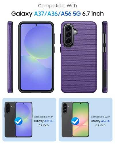 for Galaxy A37 5G Phone Case, Galaxy A36 5G Phone Case, Anti-Slip Textured, 14FT Mili-Grade Drop Protection Tested Samsung A37 5G Case, TPU+PC Dual Layer Shockproof Cover for A56 (Purple) - color: Purple