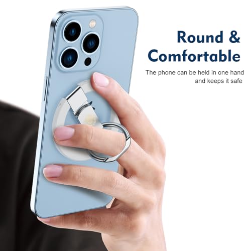White Minimalist Magnetic Phone Ring Holder Ultra-Slim Kickstand iPhone 11-17 Pro Max Samsung Galaxy Pixel Anti-Drop Grip 360° Adjustable Finger Loop Wireless Charging Compatible Lightweight - color: White Metal Holder