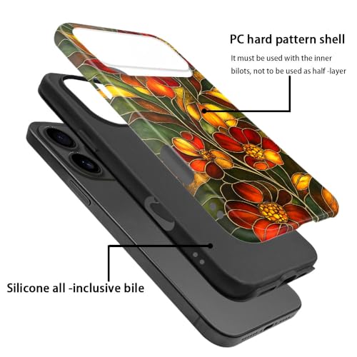 Compatible with iPhone 17 Pro Max,Anti-Scratch Glossy Case Cover,Stained Glass Flower 03 - color: Stained Glass Flower 03, size: IPhone 17 Pro Max