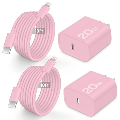 AISNI Fast Charger for iPhone 14 13 with 10 Ft iPhone Charger Cable - color: Light Pink, size: 10ft