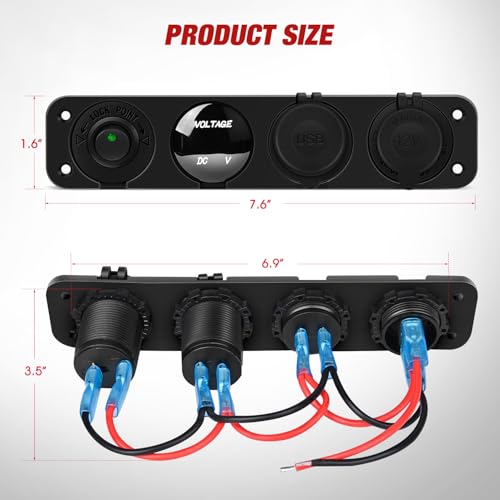 Nilight 4 in 1 Charger Socket Accessory Switch Panel On Off Rocker Toggle - color: Green