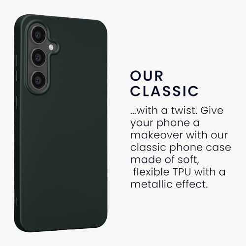kwmobile Case Compatible with Samsung Galaxy S24 FE Case - Soft Slim Metallic TPU Silicone Cover - Metallic Teal - color: metallic teal, size: Galaxy S24 FE