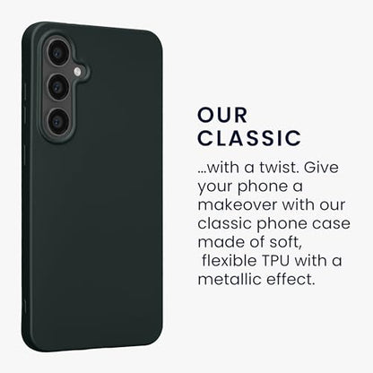 kwmobile Case Compatible with Samsung Galaxy S24 FE Case - Soft Slim Metallic TPU Silicone Cover - Metallic Teal - color: metallic teal, size: Galaxy S24 FE