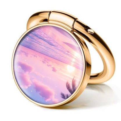 Cell Phone Ring Holder, Cute Phone Ring Grip Stand, 360°Rotation Funny Metal Kickstand Finger Grip Beautiful Beach Tree - color: Beautiful Beach Tree
