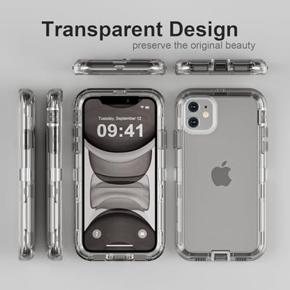 Follaroma for iPhone 11 Case, 6.1 inch, Crystal Gray | Heavy Duty Shockproof Protection Phone Cases, Anti-Drop, Military Grade Dual Layer Transparent Rugged Protective Cover - color: Gray, size: iPhone 11 6.1’