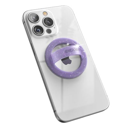 Encased Magnetic Phone Grip Holder (Compatible with MagSafe) Thin Silicone Finger Loop Ring for iPhone (Purple Glitter) - color: Purple