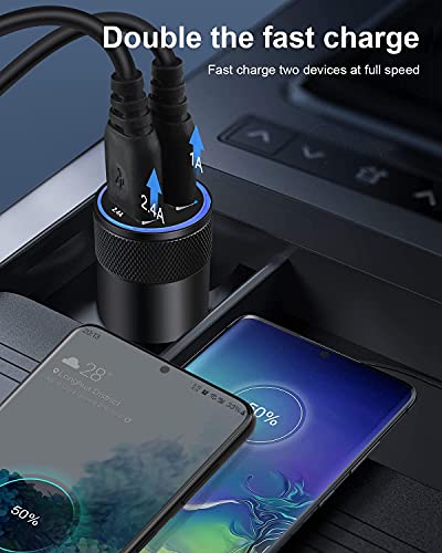 Car Charger [2Pack/3.4a] Fast Charge Dual Port USB Cargador Lighter Adapter - color: Black