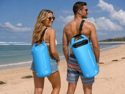 Freegrace Waterproof Dry Bag with Double Zip-Lock, Phone Case & Waist Pouch | 10L Sky Blue, Submersible 500D Drysack, Adjustable Crossbody Strap, Gear For Kayaking, Boating, Beach, Swimming, Scuba Diving - color: Sky Blue, size: 10L, style: Without Window