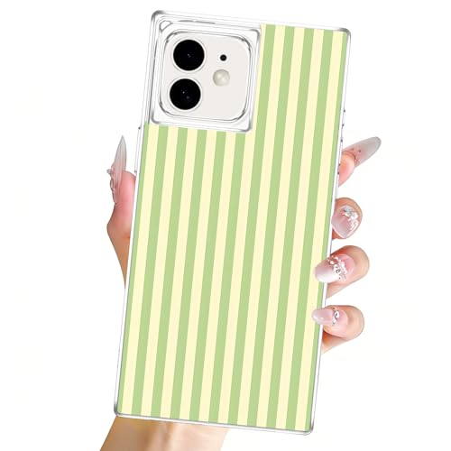 Clear Case for iPhone 11 6,1", Aesthetic Striped Pattern Transparent Cover, Cute Stripes Design, No Yellowing Soft TPU Shockproof Protective Bumper Shell for Women Girls, Green - color: Green, size: iPhone 11