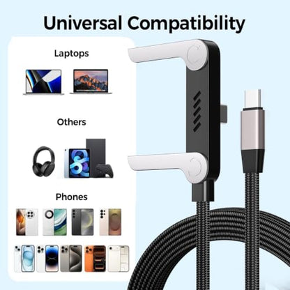 240W USB C to USB C Fast Charging Cable with Foldable Phone Stand,5FT,Black